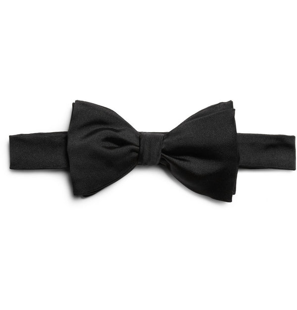 Satin Black Banded Bow Tie